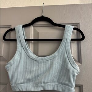 Light Blue Ribbed Crop Top